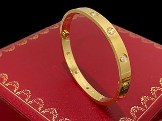 Cartier Love Bracelet 10 Diamonds 18K Yellow Gold & Diamonds Size 17