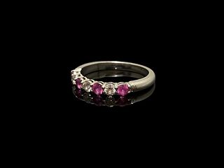 Tiffany & Co. Embrace Platinum Half Circle Pink Sapphire & Diamond Band Size 7.5