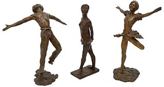 Three Signed Bronze Dancing Figures