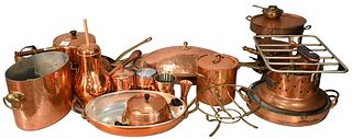 Large Grouping of Brass and Copper Cookware