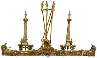 Continental Style Brass Fireplace Set