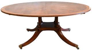 Mahogany Banded Inlaid Round Dining Table