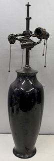 A Large Sized Pauleo Pottery Roseville Black Lamp