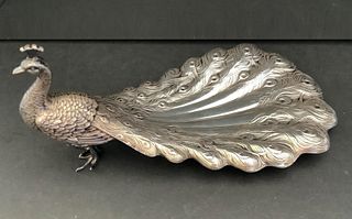 Gorham Sterling Silver Peacock Dish Figurine 1920