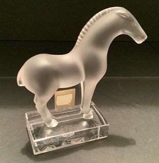 LALIQUE SIGNED FROSTED CRYATAL HORSE