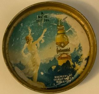 TIN LITHOGRAPH DIEHL CENTENNIAL BEER coaster 3" TIP TRAY - DEFIANCE, OHIO