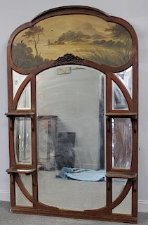 Art Nouveau Trumeau Style Mirror with Painting
