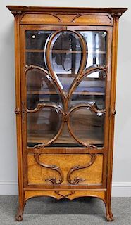 Art Nouveau Maple and Mahogany Cabinet.