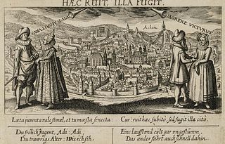 D. MEISNER (1585-1625), View of Aachen, Youth & Old Age,  1627,