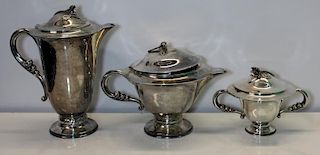 STERLING. 3 Piece Mexican Silver Tea Service.
