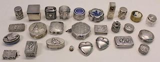 SILVER. Grouping of 27 Assorted Snuff Boxes.