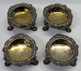 SILVER. Group of 4 George III English Footed Open