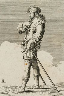 After ROSA (*1615), Warrior with staff and sword, around 1657,