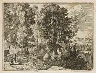 J. BECK (1676-1722) attributed, Forest landscape with hikers,