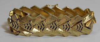 JEWELRY. 14kt Gold Geometric Design Bracelet.