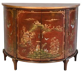 Chinoiserie Decorated Demilune Cabinet