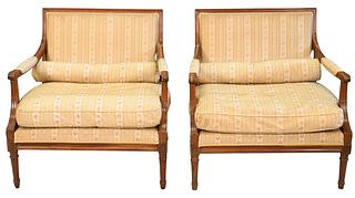 Pair of Louis XVI Style Open Arm Chairs