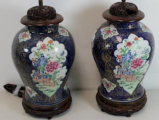A Pair of Fine Quality Porcelain Enamel Decorated
