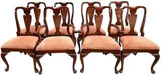 Set of 10 Mahogany Queen Anne Style Dining Chairs