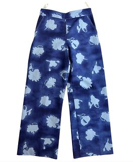 Marni Blue Floral Pants Flared Leg