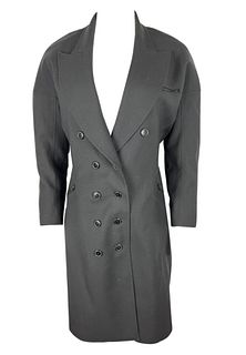 Vintage AlaÃ¯a Wool Coat Dark Grey Size 8