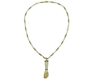 Vintage 18k Figa Pendant Necklace
