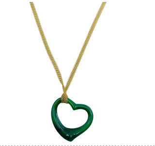 18k Elsa Peretti Open Heart Jade Necklace