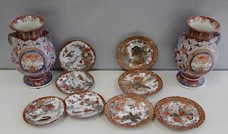 Pair of Antique Imari Porcelain Urns Together