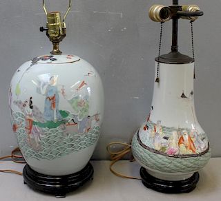 Lot of 2 Chinese Porcelain Lamps. One an antique