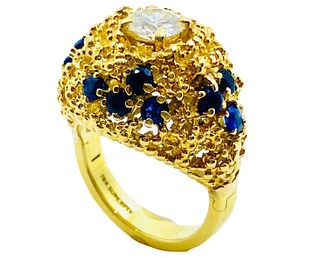 Tiffany & Co. 18k Diamond Sapphire Dome Ring