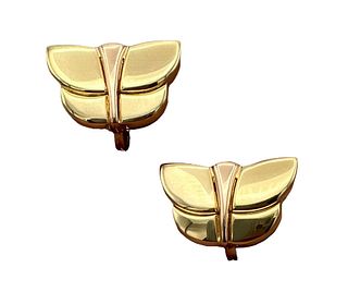 18k Vintage Bulgari Butterfly Earrings Two-Tone Gold