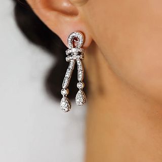 18k Italian Diamond Drop Earrings