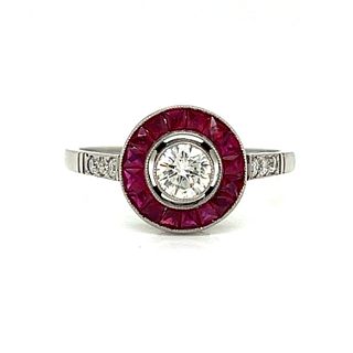 Platinum Ruby Diamond Target Ring
