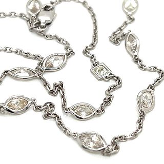 18K White Gold 4.00 Ct. Diamond by the Yard Necklace