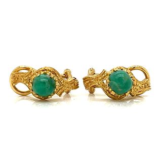 M. BUCCELLATI 18K Yellow Gold Emerald Earrings
