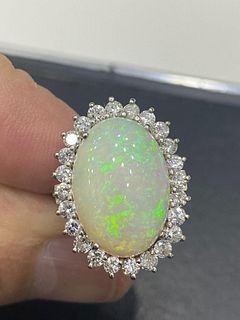Platinum Opal Diamond Ring