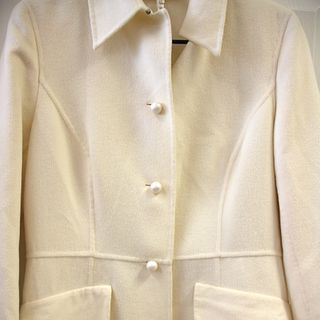 Escada Rabbit Wool Dressy Pearl Button Coat