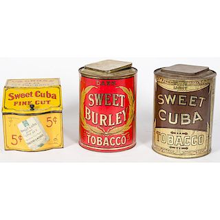 Sweet Cuba  and  Sweet Burely  Tin Tobacco Boxes