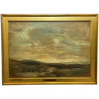  SUNSET OVER A MOOR OIL PAINTING 