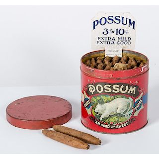Possum  Cigar Tin with Original Contents