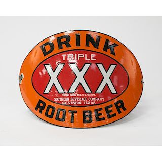 Triple XXX  Root Beer Porcelain Corner Sign