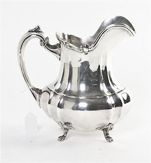 An American Silver Water Pitcher, Height 9 3/8 inches.