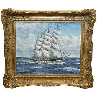 BARQUE SHIP ROSS SHIRE SAILING OIL PAINTING