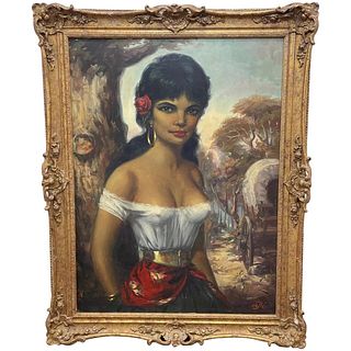   GYPSY GIRL PORTRAIT OIL PAINTING