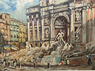 "TREVI FOUNTAIN" ROME" OIL PAINTING 