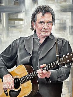   FAMOUS MUSICIAN JOHNNY CASH OIL PAINTING 