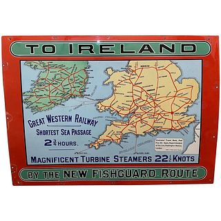 ENAMEL SIGN GREAT WESTERN RAILWAY TO IRELAND 