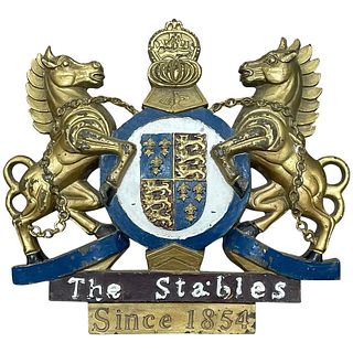  BRONZE PLAQUE COAT OF ARMS THE STABLES 