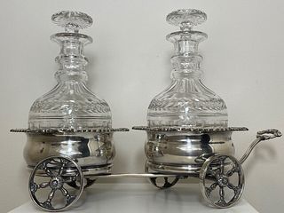 DOUBLE CARRIAGE COGNAC CRYSTAL DECANTERS