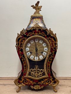 MARQUETRY BOULLE MANTLE 8 DAY CLOCK